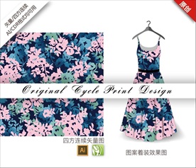 矢量桃花四方连续图案