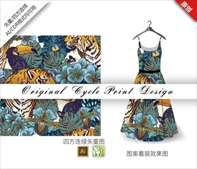 矢量老虎鹦鹉四方连续