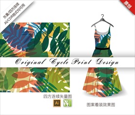 矢量树叶四方连续图案