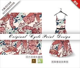 矢量棕蒲叶子四方连续