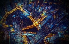 繁华城市鸟瞰夜景