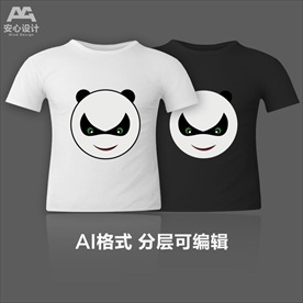 卡通熊猫情侣衫文化衫T恤印花