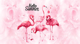 网红火烈鸟背景墙