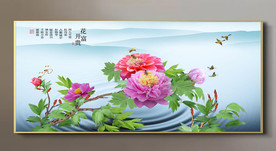 原创牡丹花鸟花开富贵装饰画壁画