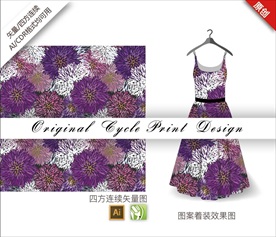 矢量手绘矢车菊四方连续