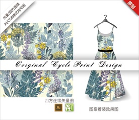 矢量茼蒿树叶四方连续