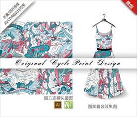 矢量抽象涂鸦四方连续