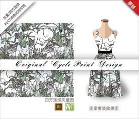 矢量丛林动物四方连续