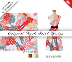 矢量抽象杜鹃花四方连续