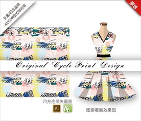 矢量抽象樱花四方连续