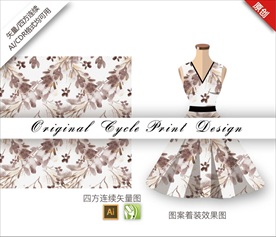 矢量水彩桂花四方连续