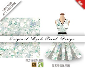 矢量长寿花四方连续