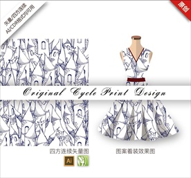 矢量线描城堡四方连续