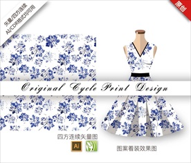 矢量枫叶手绘四方连续