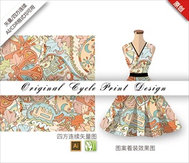 矢量抽象涂鸦四方连续