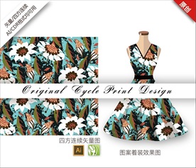 矢量百合四方连续图案