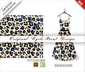 矢量抽象豹纹四方连续