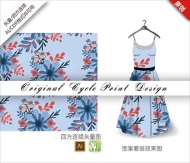 矢量手绘鸡蛋花四方连续