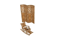 中式摇椅 屏风SU模型