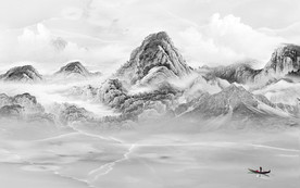 灰色新意境山水画 TIF分层