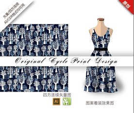 矢量抽象树木四方连续