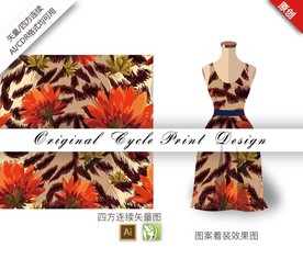 矢量抽象荷兰菊四方连续