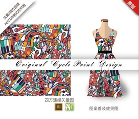 矢量抽象音乐四方连续