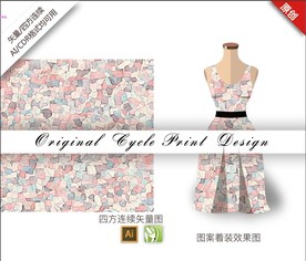 矢量抽象方块涂鸦四方连续