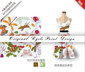 矢量蜻蜓蟋蟀四方连续