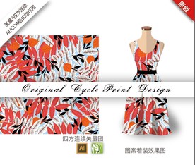 矢量写实树叶四方连续