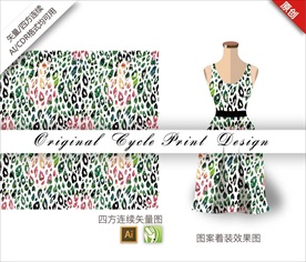 矢量抽象豹纹四方连续