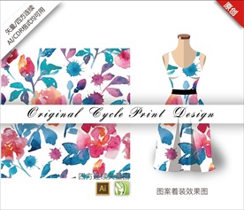 中国风康乃馨四方连续