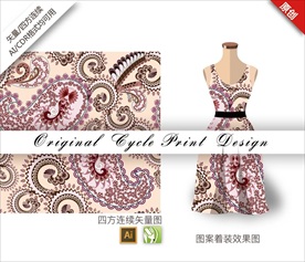 矢量抽象腰果花四方连续