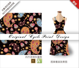 矢量抽象腰果花四方连续