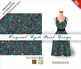 矢量水果果实杨梅四方连续