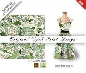 矢量抽象玫瑰四方连续