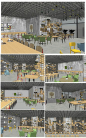 主题书吧咖啡吧模型