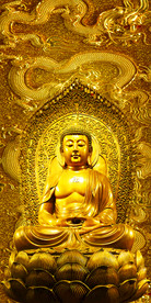 中国龙佛像金色玄关
