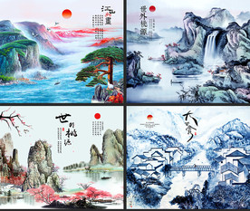 中国风意境山水装饰画素材