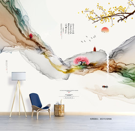 泼墨 装饰画 山水画 新中式