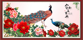 孔雀牡丹图