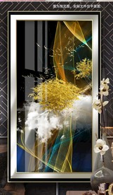 线条抽象发财树装饰画