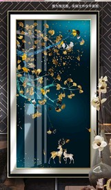 银杏叶麋鹿玄关别墅挂画