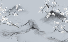 现代新中式背景墙 TIF分层