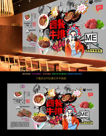 牛排背景墙