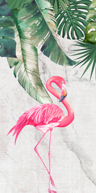手绘植物热带火烈鸟背景墙玄关画