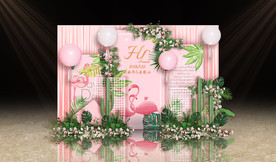 粉色火烈鸟主题迎宾区