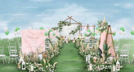 粉色户外婚礼仪式区