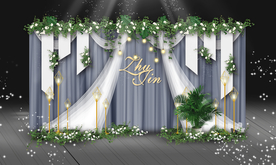 银灰色森系婚礼迎宾区