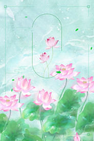 荷花 动漫荷花 卡通荷花 插画